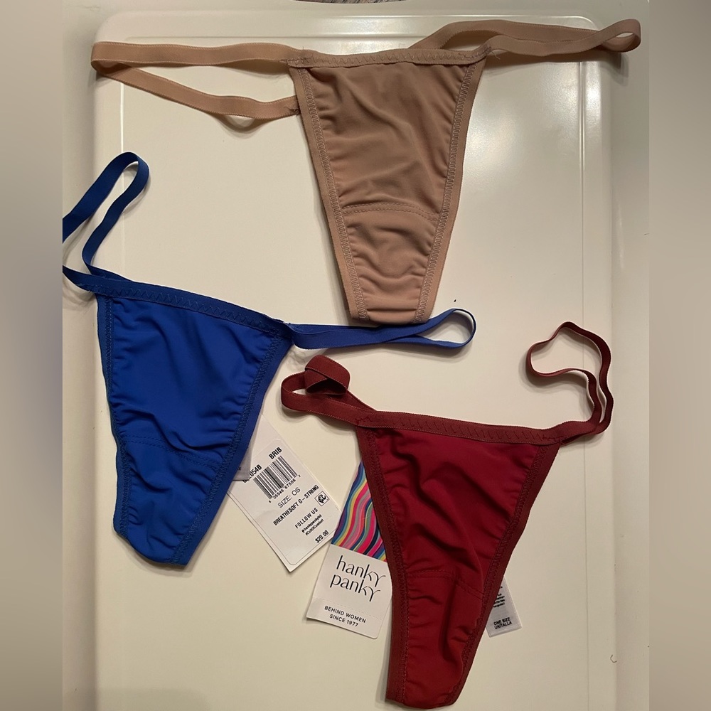 New HANKY PANKY Breathe Soft G-String Thong Panties One Size Lot of 3